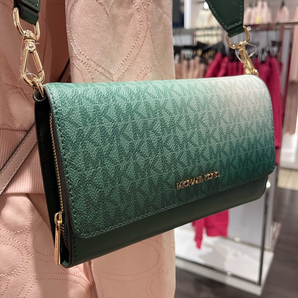 MICHAEL KORS Jet Set Large Ombré Signature Logo ZA Crossbody Bag
Moss Multi 
NWT - Picture 14 of 16